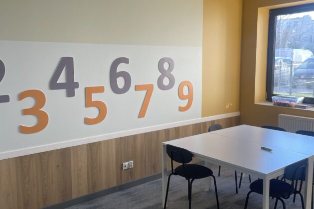 SzkolaMatPlus-Pawia_4 Sala do zajęć z matematyki z cyframi na ścianie – MatPlus Wrocław Jagodno/Wojszyce